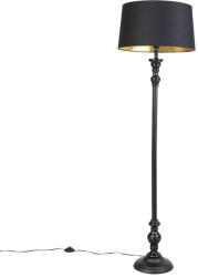 QAZQA Állólámpa pamut búrával fekete arannyal 45 cm - Classico (99168)