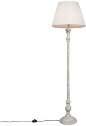 QAZQA Rusztikus állólámpa szürke fehér redős árnyékolóval - Classico (95295)