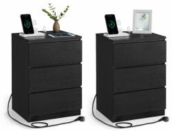 VASAGLE Éjjeliszekrény szett 2 darabos, fekete, Vasagle, 40x35x59 cm (LET831B56V1)