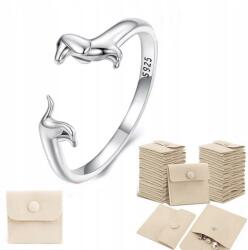  Ezüst gyűrű kutya macska tacskó bordó york ajándékba Állítható (5905351361563)