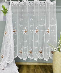 fuggonyoutlet Méteráru, Vitrázs Függöny, Zsakar, kapucsínó fehér alapon barna, 120 cm