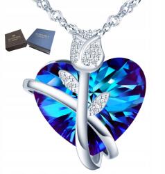 Mennica Świdnicka Nyaklánc 925 Ezüst medállal Kék szív cirkóniákkal Ajándék