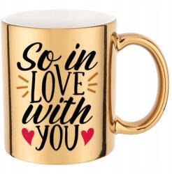 Funandstyle Metál Bögre Csillogó Arany So In Love With You 300ml Többféle Minta