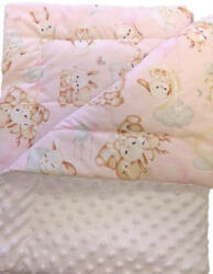  Minky baba takaró - 75x100 cm / fehér - cuki rózsaszín állatkölykök