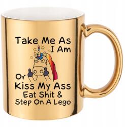 Funandstyle Arany metál bögre Kiss My Ass Eat Shit Vicces Ajándék Munkahelyre