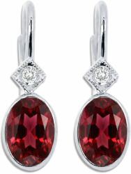 White & Black Ovális gránát és gyémánt fülbevaló - 1, 9 karát (AU14307)