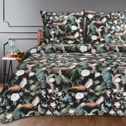 Takoy Pamut szatén ágyneműhuzat 220x200 cm fekete, világoskék egzotikus mintával GIFT2