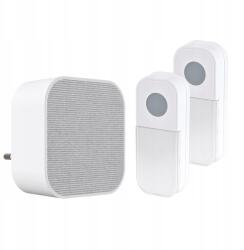 Solight vezeték nélküli csengő, 2 gomb, aljzat, 180m, fehér, tanulásra alkalmas (1L74DT)