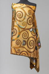 Shopika Esarfa cu doua fete, din matase, imprimata cu model inspirat dupa Pomul Vietii - Gustav Klimt