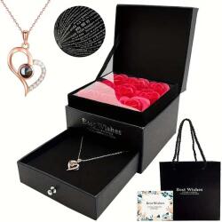 EnciShop Díszdobozos rózsa és 100 nyelven szeretlek szív nyaklánc (xr-1-PDOZ16CZ)