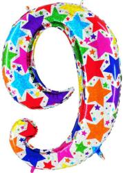 Grabo Felfújható lufi szám 9 színes csillagok 102 cm extra nagy méretű - Grabo (85849H-P)
