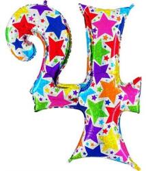 Grabo Felfújható 4-es számú lufi, színes csillagok, 102 cm, extra nagy - Grabo (85844H-P)