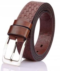 Gracio Bőr Divatos Öv Férfi nadrághoz Természetes Bőr Barna Ezüst Csat (pasek męski skórzany)