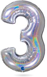Grabo Felfújható lufi, 3-as szám, hologramos, 102 cm - Grabo (693GHS-P)