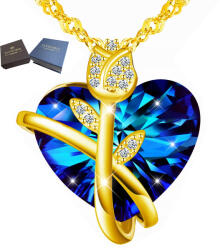 Mennica Świdnicka Nyaklánc Ezüst 925 Arany Medál Szív Ajándék Női Strassz