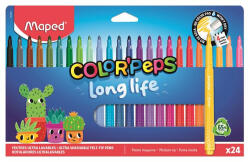 Maped Filctoll készlet, 3, 7 mm, kimosható, MAPED „Color'Peps Long Life 2, 24 különböző szín (844002)