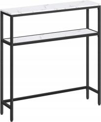 Vasagle Konzol Vasagle fehér márvány utánzat komód asztal szekrény polc 80 cm (LNT130W59)