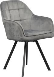 Mobikon Fotoliu catifea gri metal negru pivotant Samanta 57x59x88 cm (0000396325)
