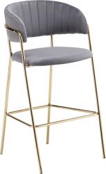 Mobikon Scaun bar catifea gri metal auriu Dasmin 55x58x107 cm (0000401868)