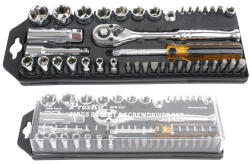 PROSKIT Set chei tubulare si biti 1/4, 40 piese, cutie plastic, PROSKIT Cheie tubulara
