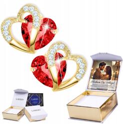 Larezo Arany fülbevalók Piros szívek Kristály szerelem Saját Nyomtatás (pozłacane wkrętki długie wiszące damskie 80)