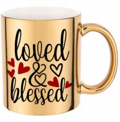 Funandstyle Metál Bögre Csillogó Arany Loved & Blessed 300ml Mix Több Minta