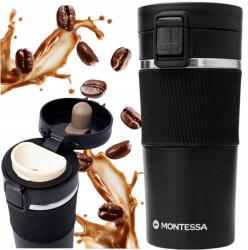  Kávés Termosz Csúszásgátló Fekete Utazó 400ML Montessa (5905954337743)