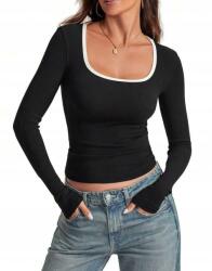 Shein Hosszú Ujjú Felső Kontraszt Lse S06__XS