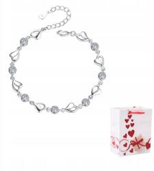 Ann Eivor Női Karkötő Ezüst Szív Láncok Kristályok Ajándék Nőnap (Bransoletka Srebrna Serduszka Kryształki)