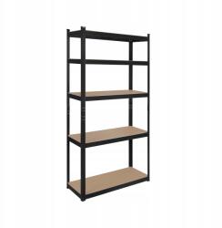 Rebel Fém tárolóállvány, 5 polccal, 180 x 90 x 40 cm, 750 kg, fekete (RB-1251B)