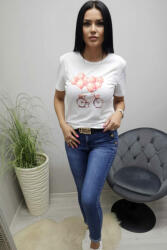 Norafashion Csinos kerékpár lufival mintás női póló (729482)