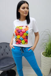 Norafashion Csinos lezser fazonú macaron mintás női póló (417709)