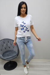 Norafashion Csinos lezser fazonú sok pillangó mintás női póló (284319)