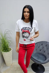 Norafashion Csinos lezser szemüveges női arc mintás póló (340683)