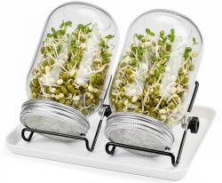 Relaxdays Set de 2 borcane pentru germinare, suport și tavă (10137652)