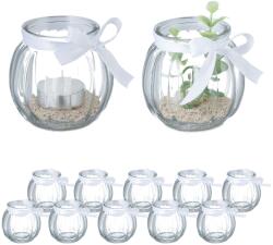 Relaxdays Suporturi transparente pentru lumânări tip pastilă Relaxdays, set de 12 (10091148) Pahar