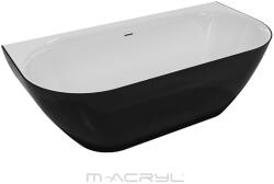 M-Acryl Rose 168x82 cm szabadon álló műmárvány kád, fényes fekete 12597 (12597)