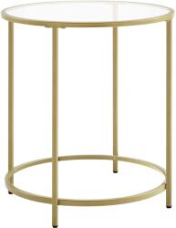 VASAGLE Aranyszínű fém oldalsó asztal üveges kis dohányzóasztal (LGT20G)