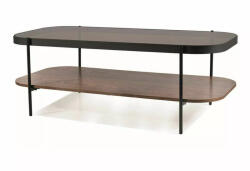 Signal Prima borostyán üveg dohányzóasztal fekete, fém vázzal PRIMAABUORC