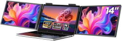 Zeuslap Monitor portabil extern Zeuslap ZB14, 2x 14", IPS, Full HD, 60 Hz, 30 ms, Negru (ZB14)