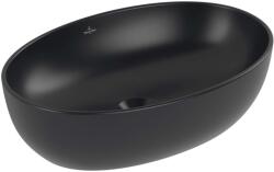 Villeroy & Boch Artis - Pultra helyezhető mosdó 48x33 cm, túlfolyó nélkül, csapfurat nélkül, CeramicPlus, Pure Black 438848R7 (438848R7)