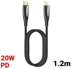 Mcdodo Cablu Type-C la Lightning Mcdodo Shark Series Black (PD, 1.2m, 20W, oprire automata) (CA-8560)