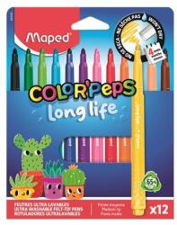 Maped Filctoll készlet, 3, 7 mm, kimosható, MAPED "Color`Peps Long Life 2", 12 különböző szín (IMA844000)