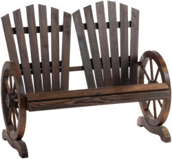 Outsunny Bancă de Grădină din Lemn Stil Rustic cu Cotiere în Formă de Roată, 108x66x95cm, Culoare Lemn