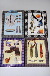  Tasak nyakkendőssportos papír 25x32x10cm fehér fekete sárga kék 4 féle