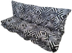  Hintaágy Párna, 170 cm, 2 Részes, Fekete Csíkos Szürkéskék Leveles Mintával