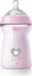 Chicco Chicco, NaturalFeeling, sticla din plastic, debit medium, roz, 6 luni+, 330 ml