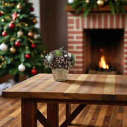 MagicHome MagicHome Karácsonyi ikebana, natúr, zöld gömbökkel, 19 x 19 cm