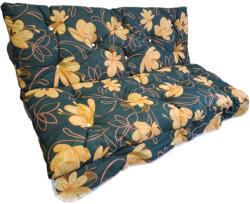  Hintaágy Párna, 130 cm, 2 Részes, Zöld Sárgavirágos Mintával
