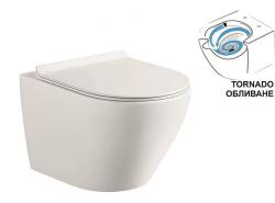 Inter Ceramic Конзолна тоалетна чиния icc 4937 tornado, седалка и капак, порцелан, бял гланц, 36х36х49см (4937 tornado)